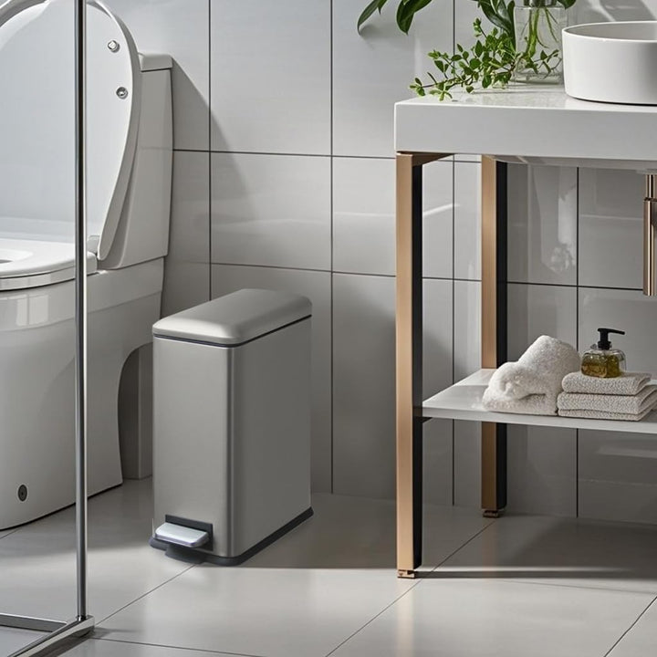Mülleimer,10L Badezimmer Mülleimer,10 Liter Schmaler Abfalleimer mit Pedal,Treteimer Küche mit Innen