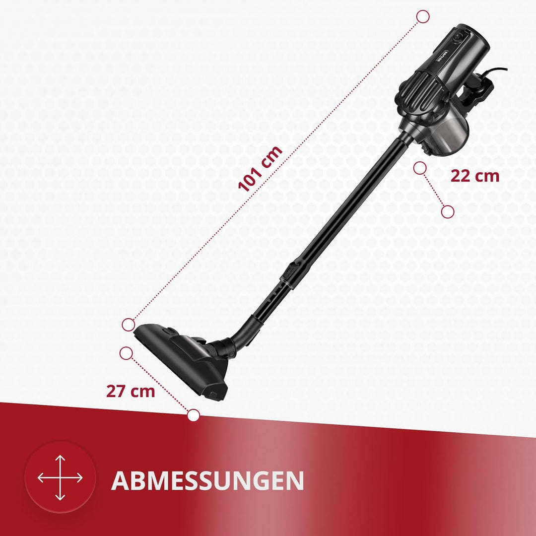 MPM Stielstaubsauger mit Kabel MOD-74 - Stielstaubsauger 600W mit Teleskopischem Aluminiumrohr - 3-S