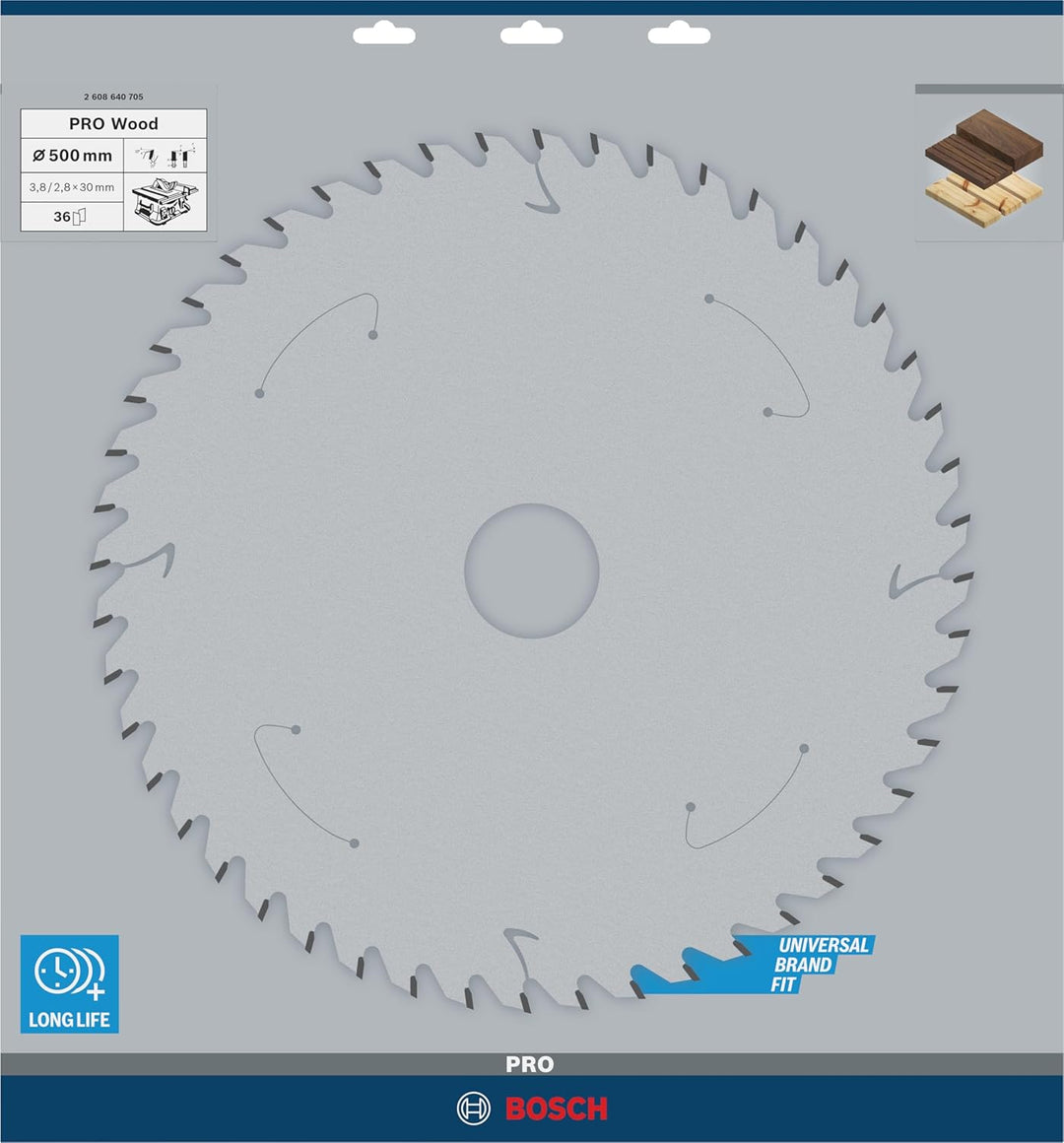Bosch Professional 1x Kreissägeblatt Construct Wood (für Holz, Sägeblatt Ø 500 x 30 x 3,8 mm, 36 Zäh