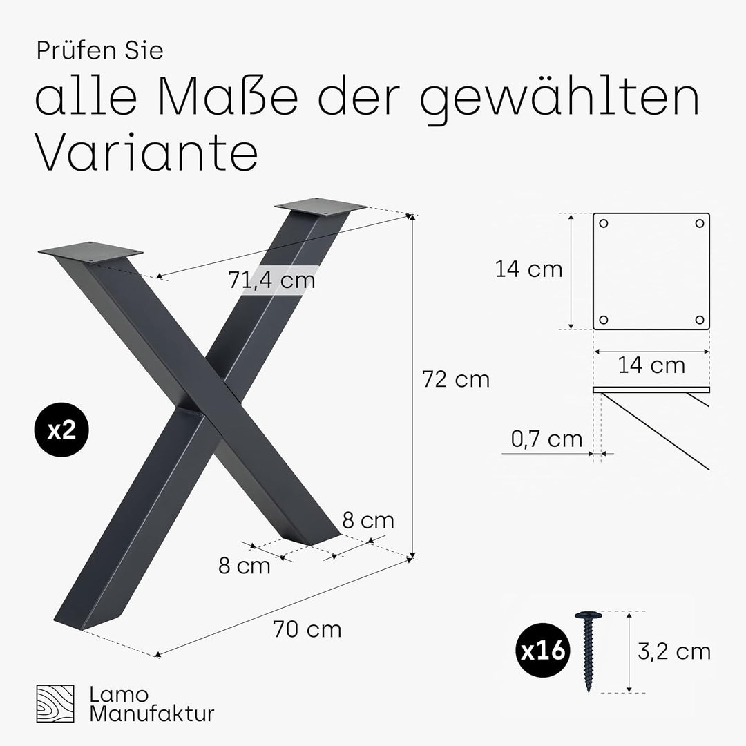 LAMO Manufaktur Tischbeine für Esstisch | Schreibtisch, Mark Massive | Vierkantprofil 80x80 mm, Tisc