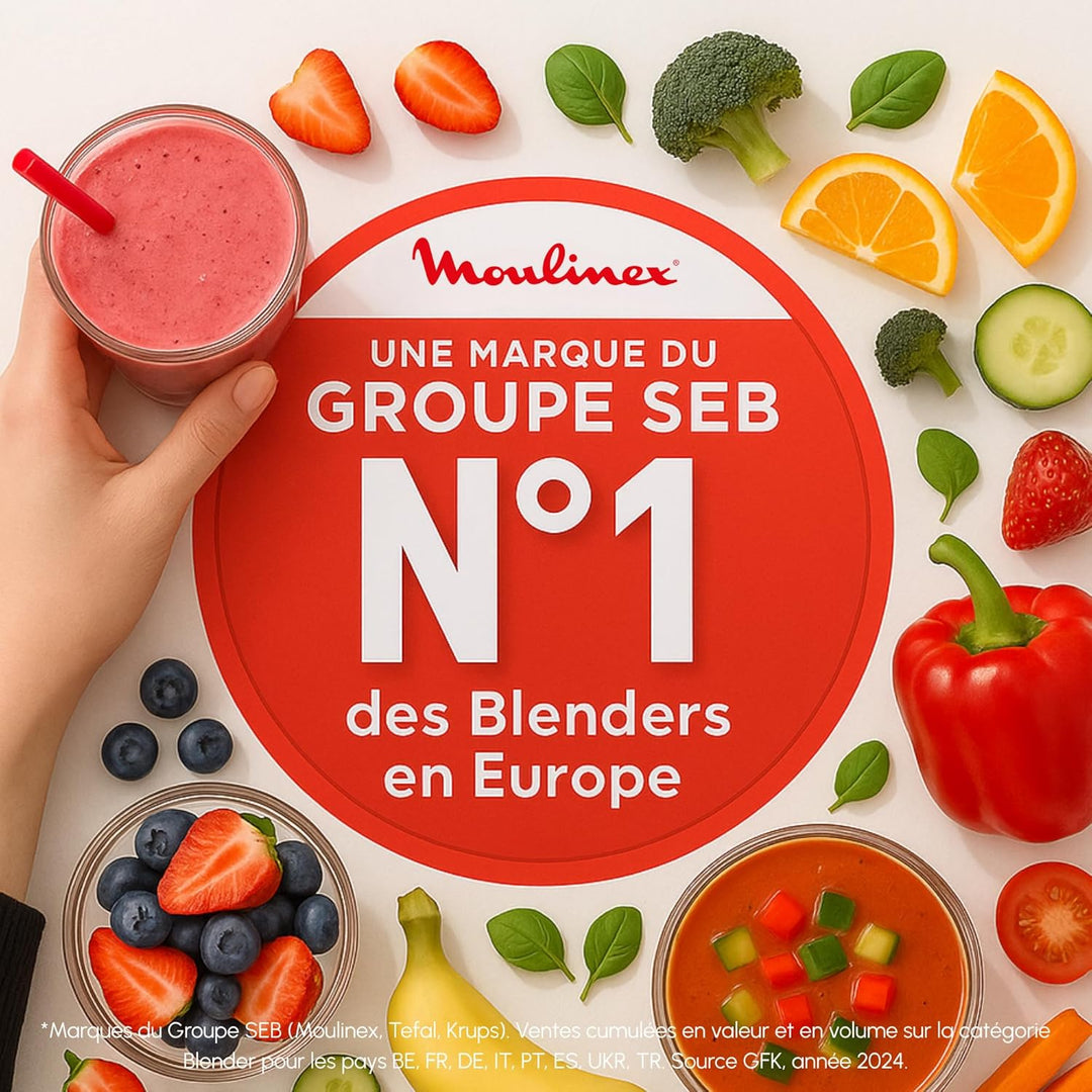 Moulinex Stabmixer Turbomix DD12A1 | 350 W | Ergonomischer Griff | 2 robuste Zelkrom-Klingen | Sprit