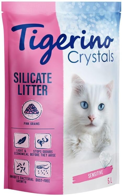 Tigerino Crystals Fun Katzenstreu aus Silikon, feine Körnung, 30 l, antibakteriell, hypoallergen und