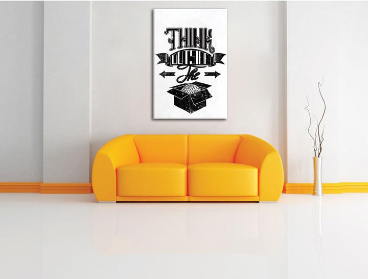 Think outside the box white Bild auf Leinwand, XXL riesige Bilder fertig gerahmt mit Keilrahmen, Kun