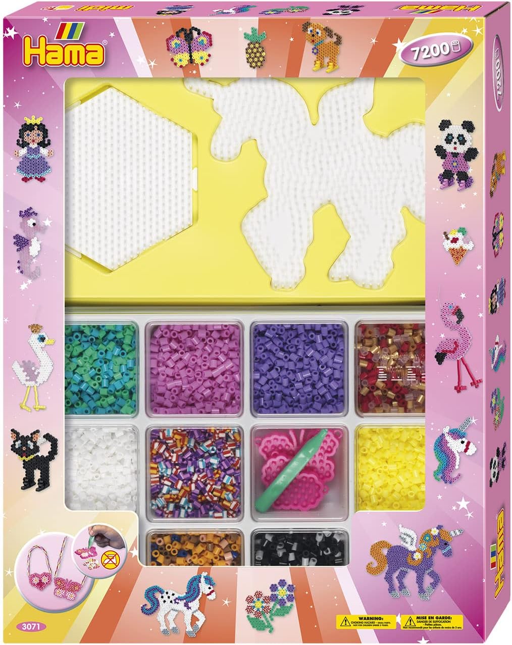 Hama Perlen 3071 Geschenk-Set mit Box mit ca. 7.200 bunten Midi Bügelperlen mit Durchmesser 5 mm, Mo