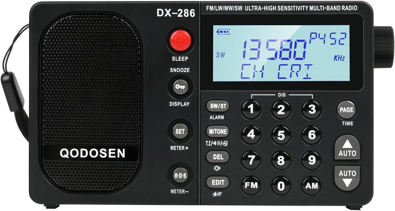 QODOSEN DX-286 Tragbares Radio, mit TEF6686 Automobil-Chip, LW, AM, FM, Kurzwelle, Datensystem (RBDS