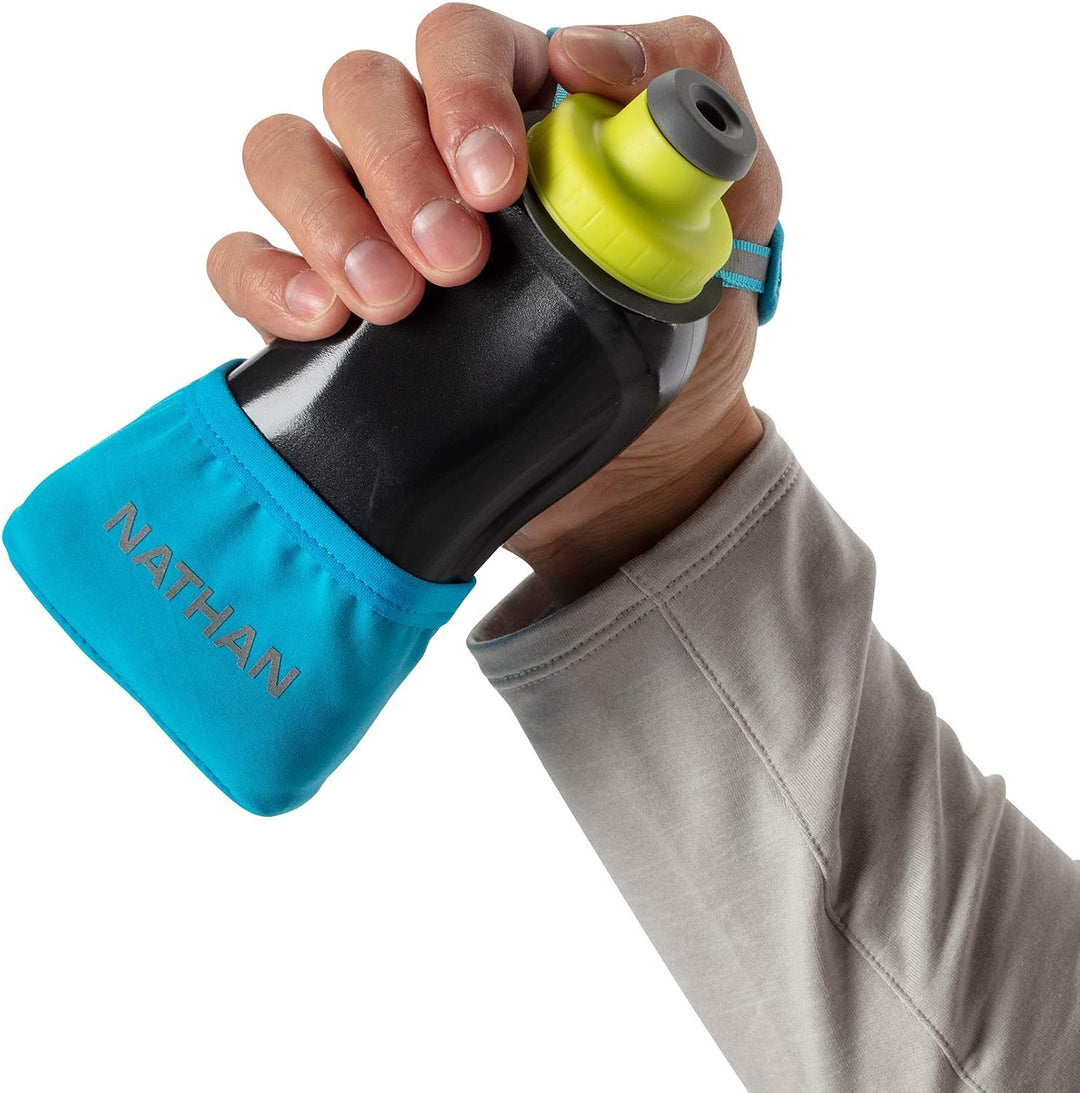 Nathan Running Handheld Quick Squeeze. No-Grip Adjustable Hand Strap. 12oz / 18oz / Insulated. Refle