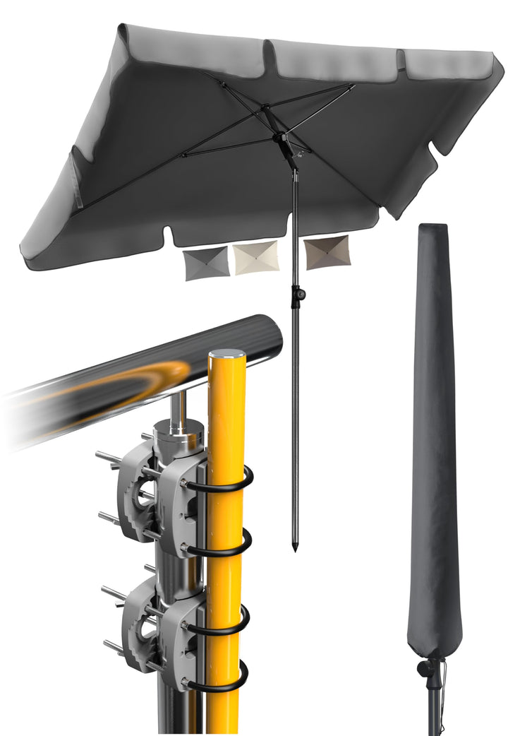 4smile Sonnenschirm Balkon SunnyShade, 200 x 125 cm, UPF 50+ Sonnenschirm rechteckig als Sonnenschut