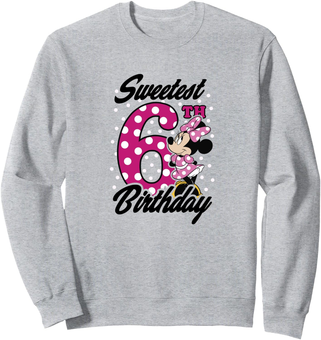 Disney Minnie Mouse Pink Polka Dot Sweetest 6th Birthday Sweatshirt