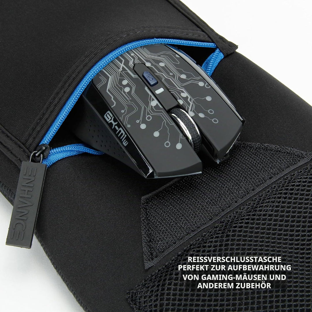 ENHANCE Schutzhülle aus Neopren für mechanische Gaming-Tastatur (bis zu 45 cm) mit Tasche auf der Vo