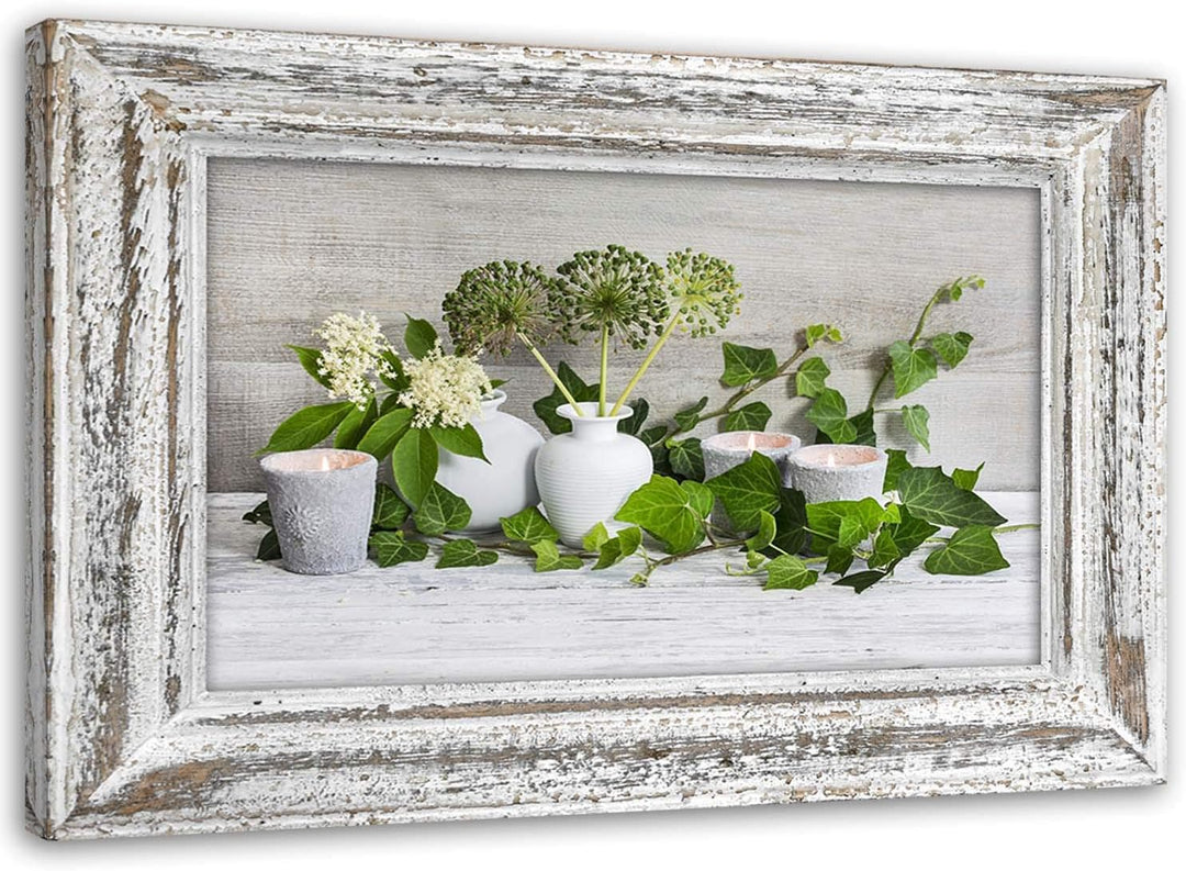 Feeby Leinwandbild XXL Retro-Komposition 120x80 cm Wandbild Kunst Holzrahmen Illusion Grün M_15885 1