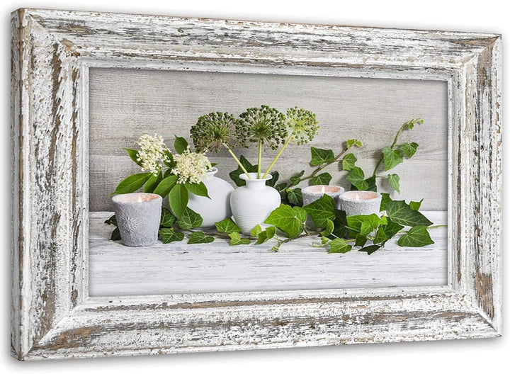 Feeby Leinwandbild XXL Retro-Komposition 120x80 cm Wandbild Kunst Holzrahmen Illusion Grün M_15885 1