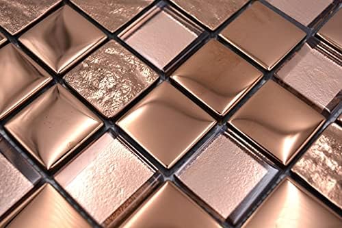 Mosaikfliese Glasmosaik Kombi EP bronze Küche Wand Bad MOS88-XCBR1_f