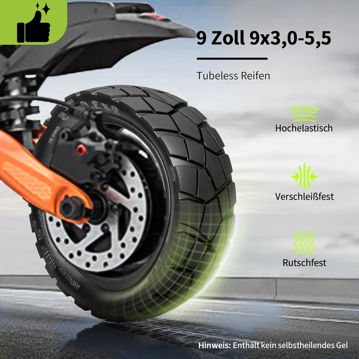 9x3,0-5,5 Tubeless Reifen für Kukirin G2 Pro (Neu) Elektroroller 9 Zoll Ersatzreifen Schlauchlose Va
