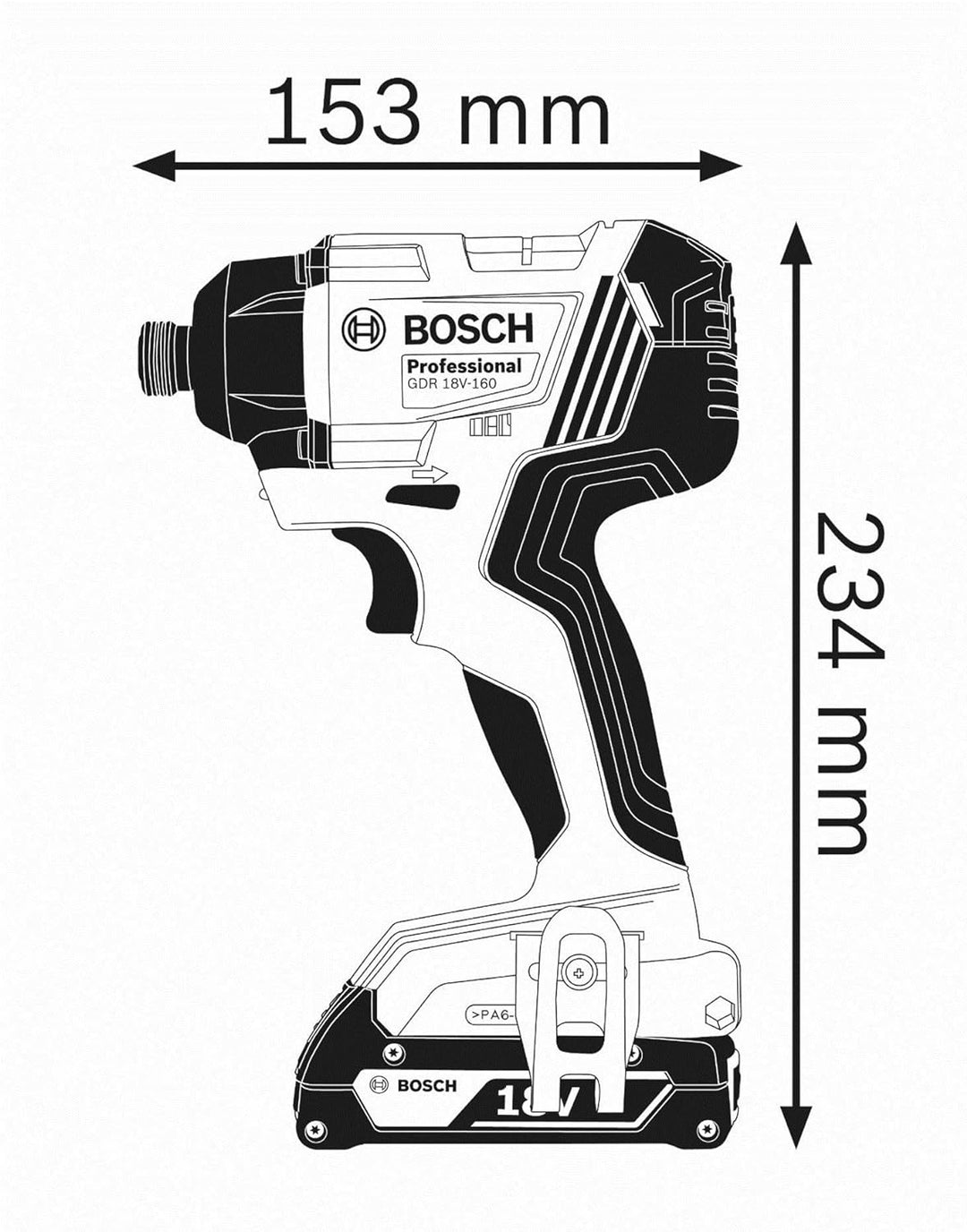 Bosch Professional 18V System Akku Drehschlagschrauber GDR 18V-160 (max. Drehmoment: 160 Nm, Schraub