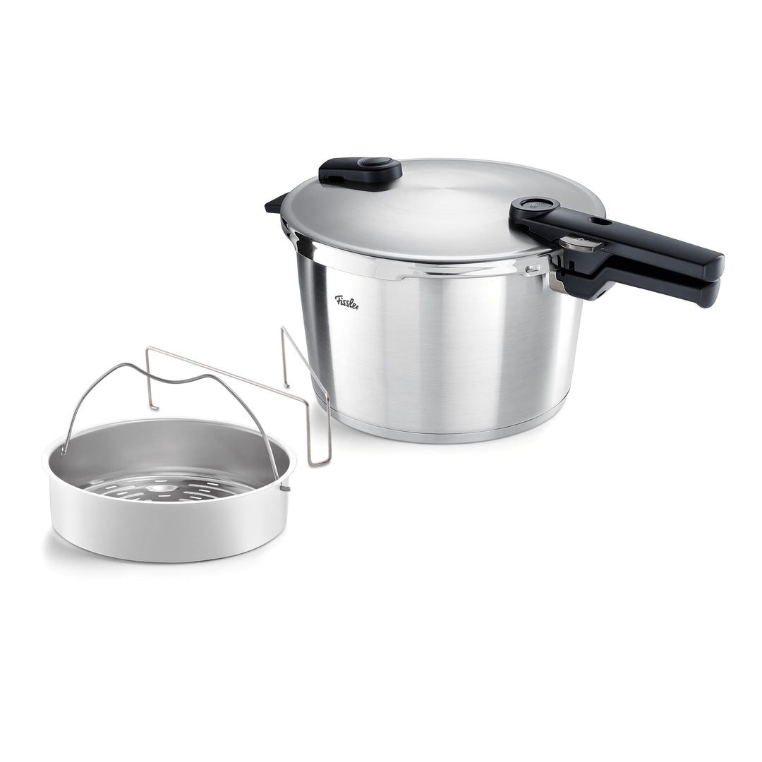 Fissler Vitaquick Premium/grosser Schnellkochtopf (8 L, Ø 26 cm) m. Einsatz, Edelstahl-Dampfkochtopf