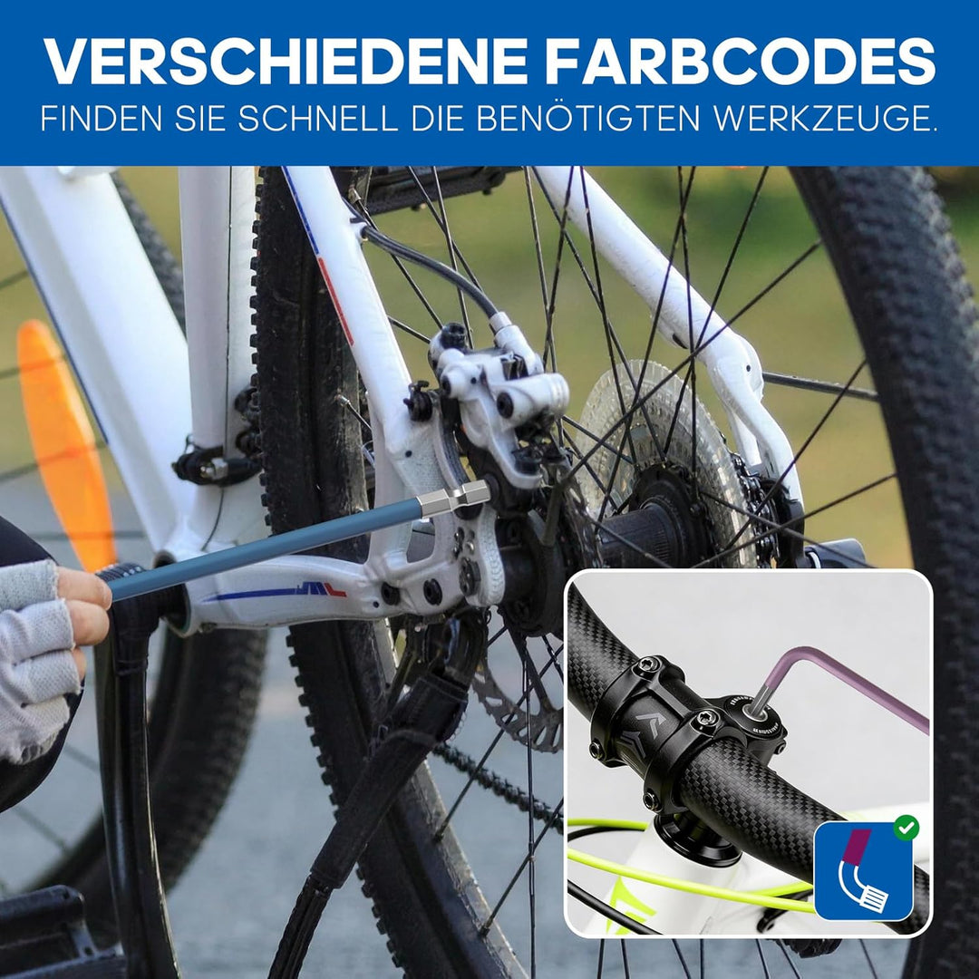 13 Stück Innensechskantschlüssel Satz mit Kugelkopf - 1,27-10 mm Imbusschlüssel Satz aus Cr-V-Stahl