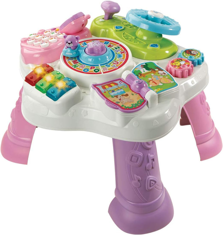 VTech Baby Abenteuer Spieltisch pink – Bunter Babyspieltisch mit 6 Spielfeldern und interaktiven Ele