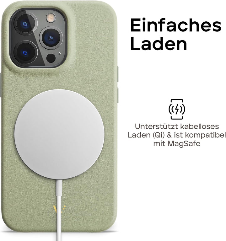 WIIUKA Hülle für iPhone 15 Pro Max, Leder aus Deutschland, Lederhülle extra Dünn, Premium Handyhülle