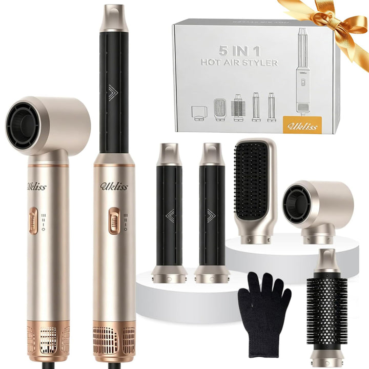 UKLISS 5 in 1 Hairstyler - Airstyler Pro Hair Styler Set | 1000w Rundföhnbürste Haarstyler zum Trock
