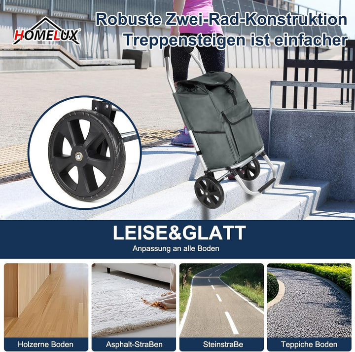 Einkaufstrolley, HOMELUX klappbar, Stabiler Einkaufswagen, grosse Kapazität 41 L, multifunktional, H