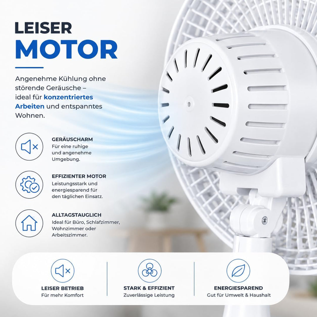2 in 1 Leiser Tischventilator mit Clip & Ständer (20 cm) mit 90° Schwenkfunktion Ventilator – tragba