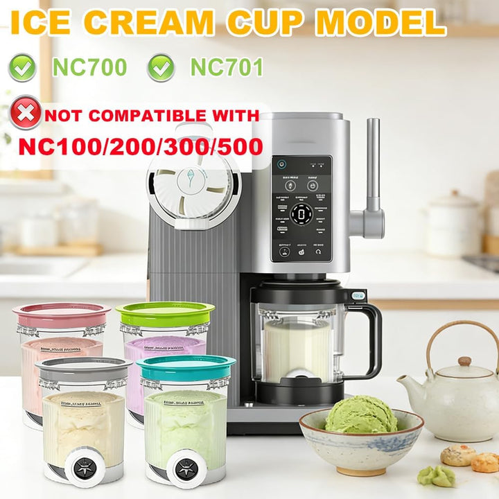 4 Stück Ninja Swirl Creami Behälter, SGZIOO 480 ml Behälter für Ninja Swirl Creami Kompatibel mit NC