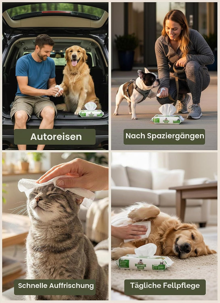 Pogi's Pflegetücher - 400 desodorierende Abwischtücher für Hunde – extragross, biologisch abbaubar,