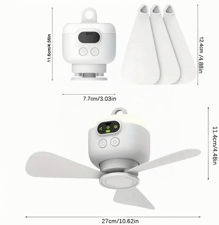 Tragbarer Deckenventilator mit Licht und Fernbedienung,Camping Ventilator | 8000mAh Akku Deckenventi