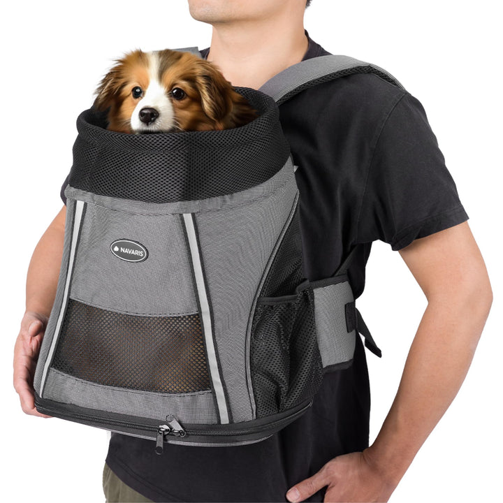 Navaris Rucksack für Hund oder Katze bis 7 kg - gepolsterter Hunderucksack Katzenrucksack - 37 x 33