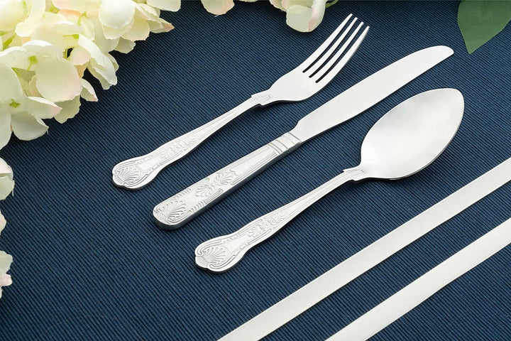 Grunwerg 24 teilig Besteck Set in einer Geschenkbox – KINGS STIL, 18/0 Edelstahl, gemischte Bestecks
