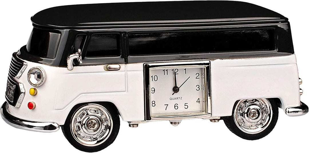 kleine - Tischuhr/Miniatur - Uhr - Auto Bus - Oldtimer - aus Metall - 10 cm - batteriebetrieben - An