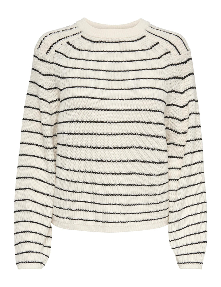 ONLY Female Strickpullover Normal geschnitten Rundhals Voluminöser Armschnitt Pullover M Jet Stream/