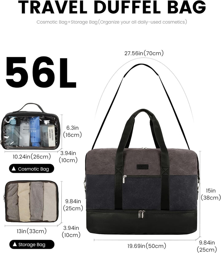 LOVEVOOK Reisetasche Weekender Herren Gross, 56L Handgepäck Tasche Für Flugzeug, Sporttasche Duffle