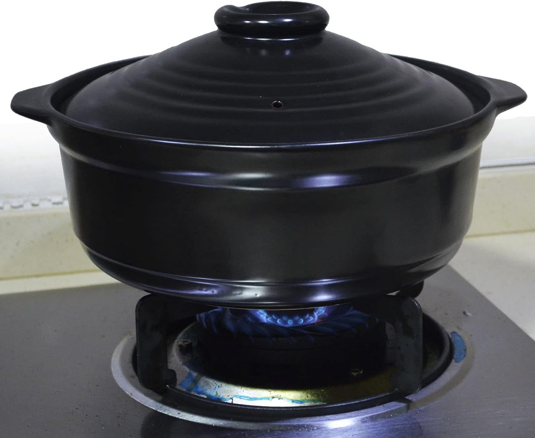 Kasserolle, Tontopf, hitzebeständig, Premium-Keramikschalen, Deckel, Kochen, Suppe, Schwarz (Keramik