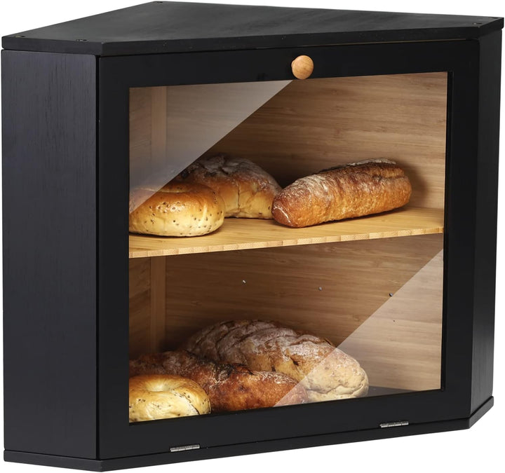 Leader Accessories Bambus Brotkasten 2 Etagen Brotbehälter für Ecke lebensmittelecht Brotaufbewahrun