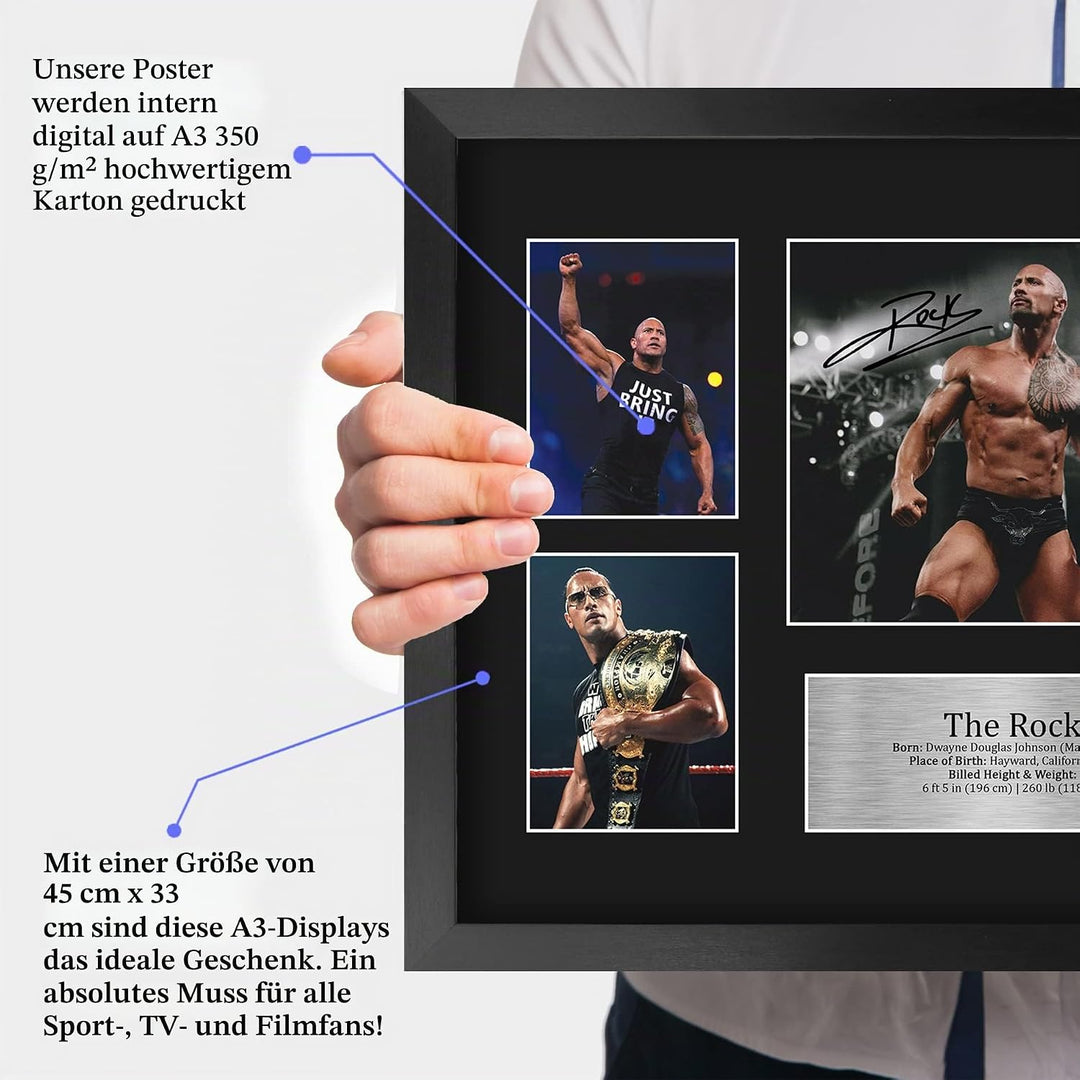 HWC Trading FR A3 The Rock Wrestling Geschenke Gedruckt, Signiert Autogramm Bild Für WWE &amp; WWF Erinn