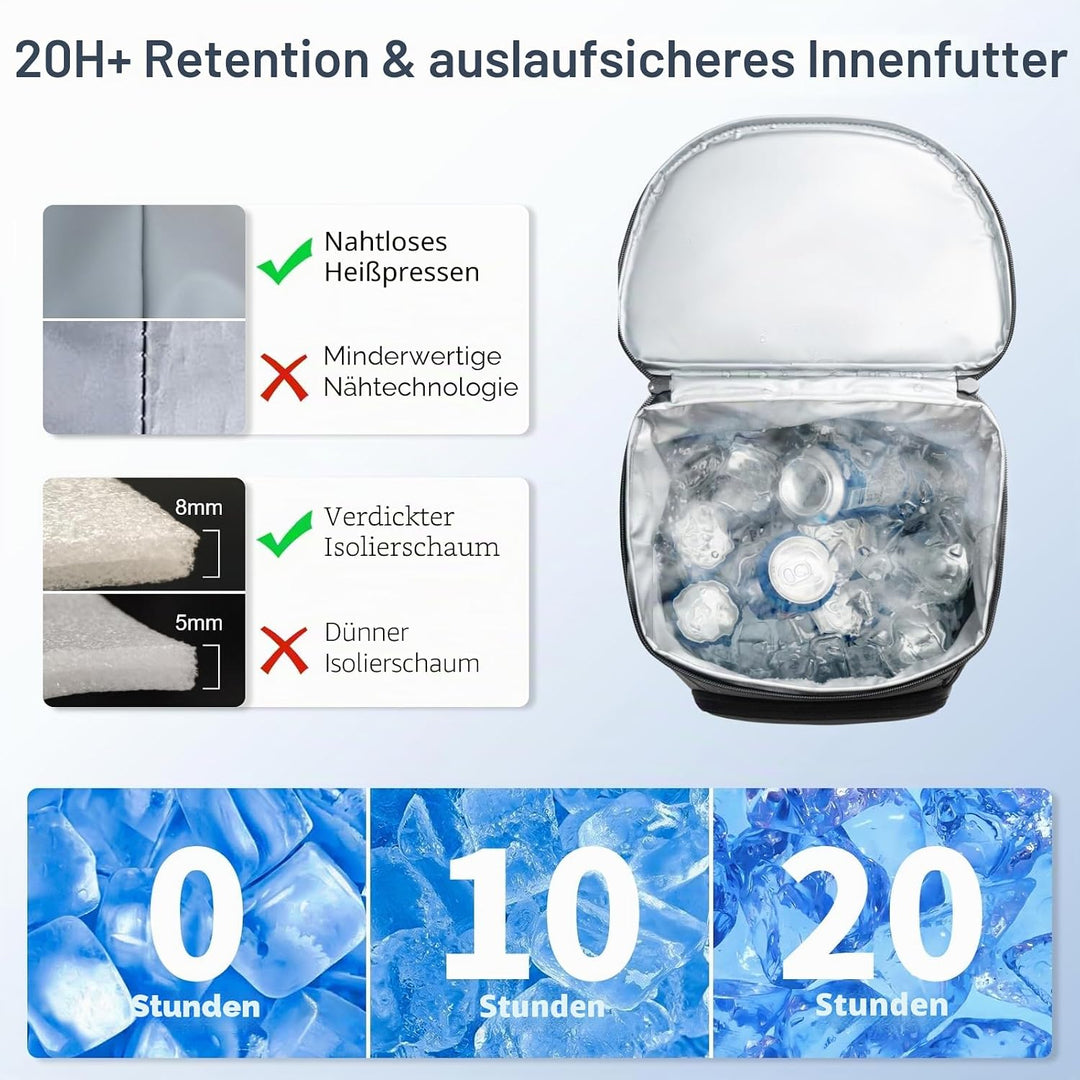 SPARTER Rucksack Kühler Isoliert Auslaufsicher 30/45 Dosen 2 Isolierte Fächer Thermotasche Tragbar L