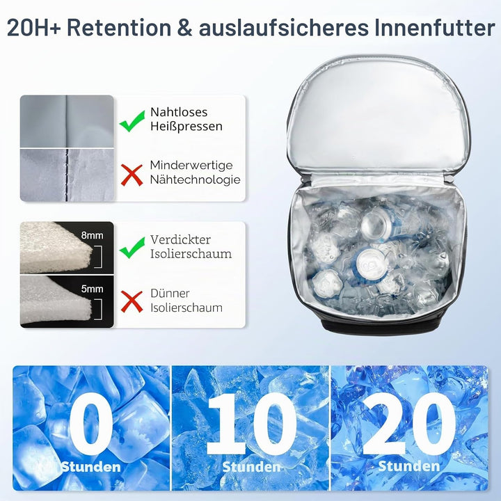SPARTER Rucksack Kühler Isoliert Auslaufsicher 30/45 Dosen 2 Isolierte Fächer Thermotasche Tragbar L