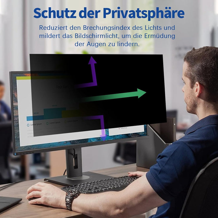 24 Zoll Sichtschutzfilter kompatibel mit 16:9 Breitbild-Display - Monitor,Desktop-PC,Computer, Anti-