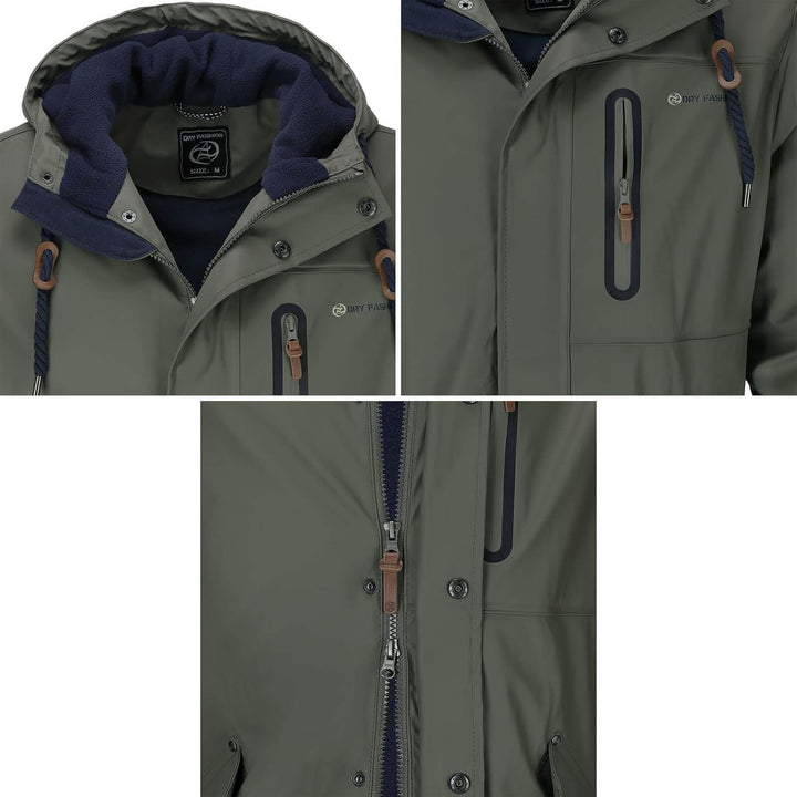 Dry Fashion Herren Regenjacke Bergen - Herrenjacke Regenmantel Männer Jacke Gefüttert Winddicht Wass