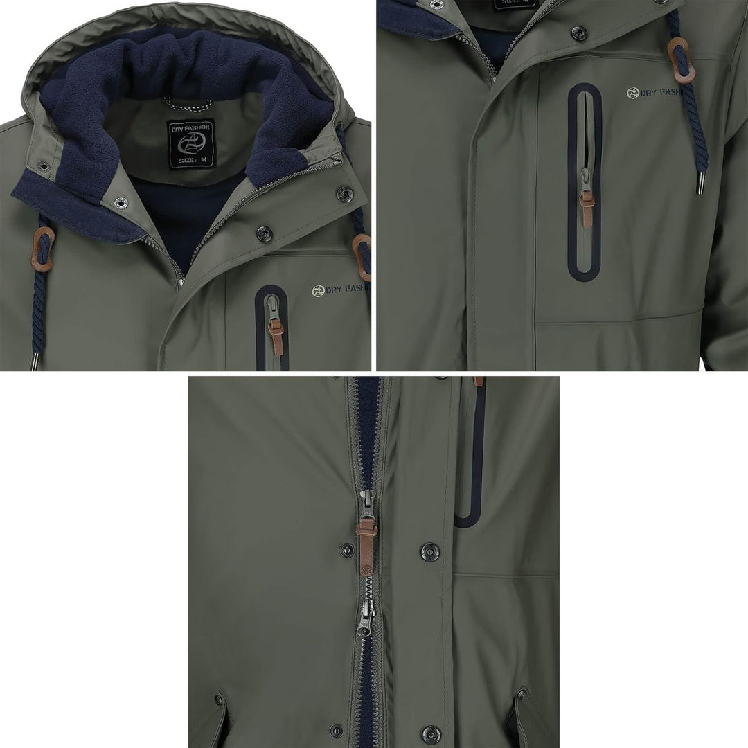 Herren Regenjacke Bergen - Herrenjacke Regenmantel Männer Jacke Gefüttert Winddicht Wasserdicht, S o