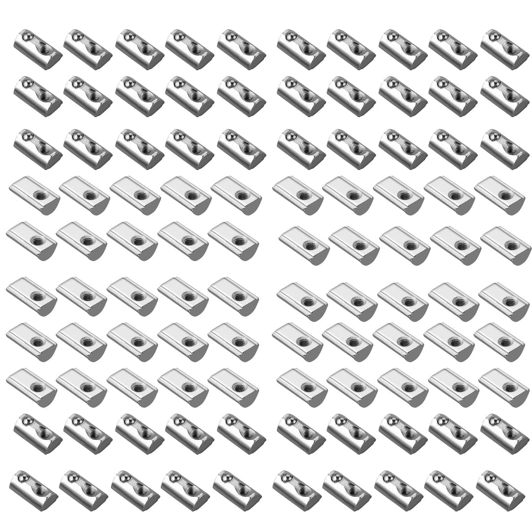 EYPINS 100x Nutensteine M5 Nut 8 mit Zentrierung Steg und Federkugel, Hammermutter 30x30 Stahl Verzi