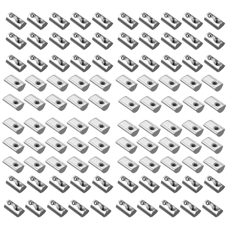 EYPINS 100x Nutensteine M5 Nut 8 mit Zentrierung Steg und Federkugel, Hammermutter 30x30 Stahl Verzi