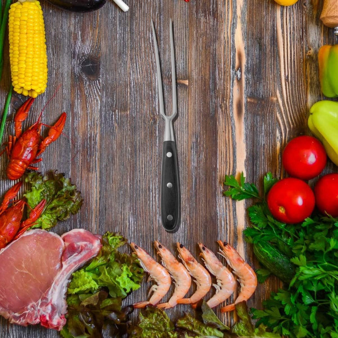 BESTONZON Fleischgabel aus Rostfreiem Stahl mit Holzgriff Grillgabel Tranchiergabel Kochgeschirrset
