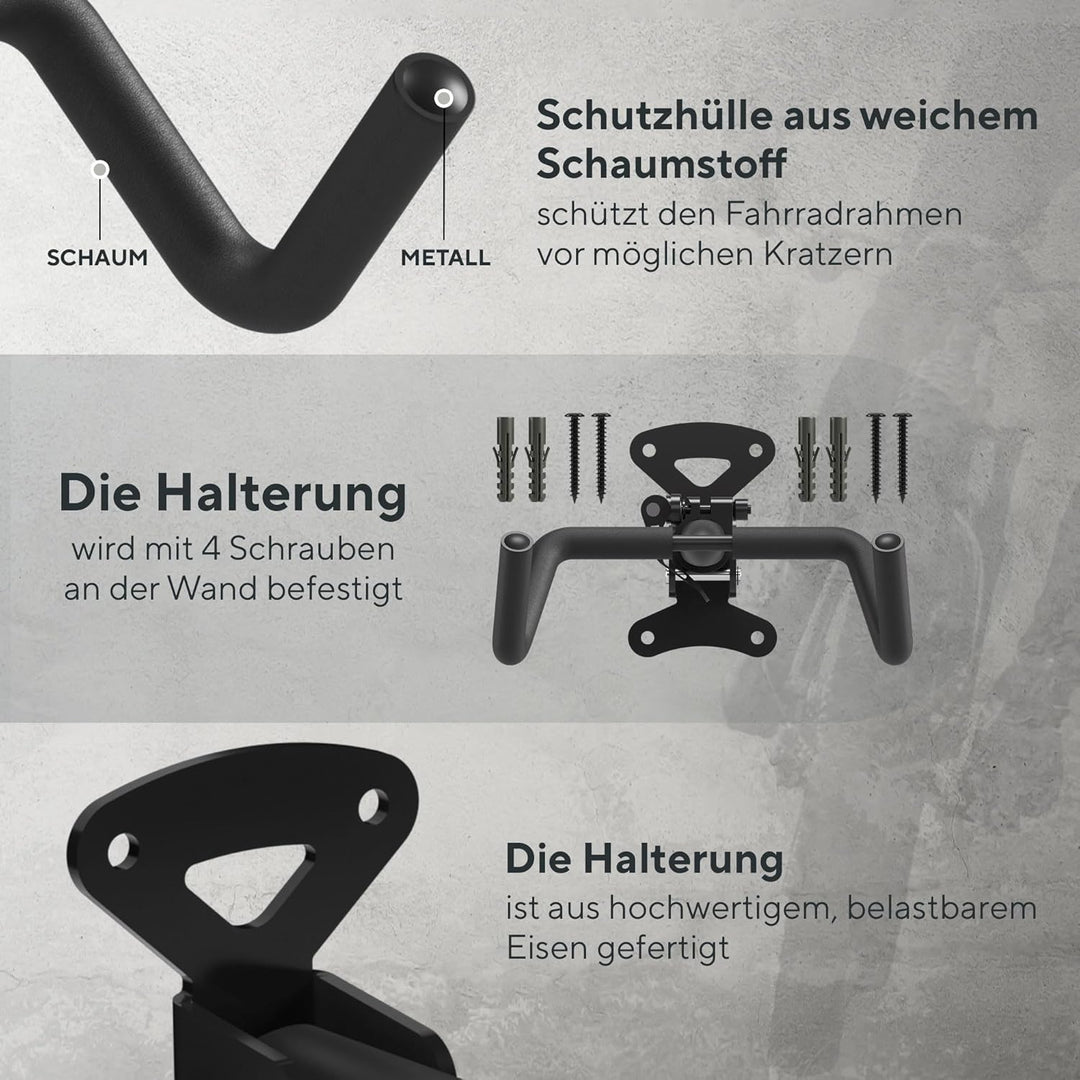 Optio Cycle Fahrrad Wandhalterung Vertikal Klappbar | Metall Fahrradhalterung Wand | Fahrrad Wandhal