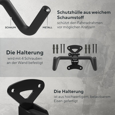 Optio Cycle Fahrrad Wandhalterung Vertikal Klappbar | Metall Fahrradhalterung Wand | Fahrrad Wandhal