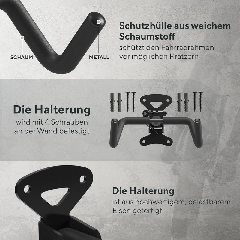 Optio Cycle Fahrrad Wandhalterung Vertikal Klappbar | Metall Fahrradhalterung Wand | Fahrrad Wandhal