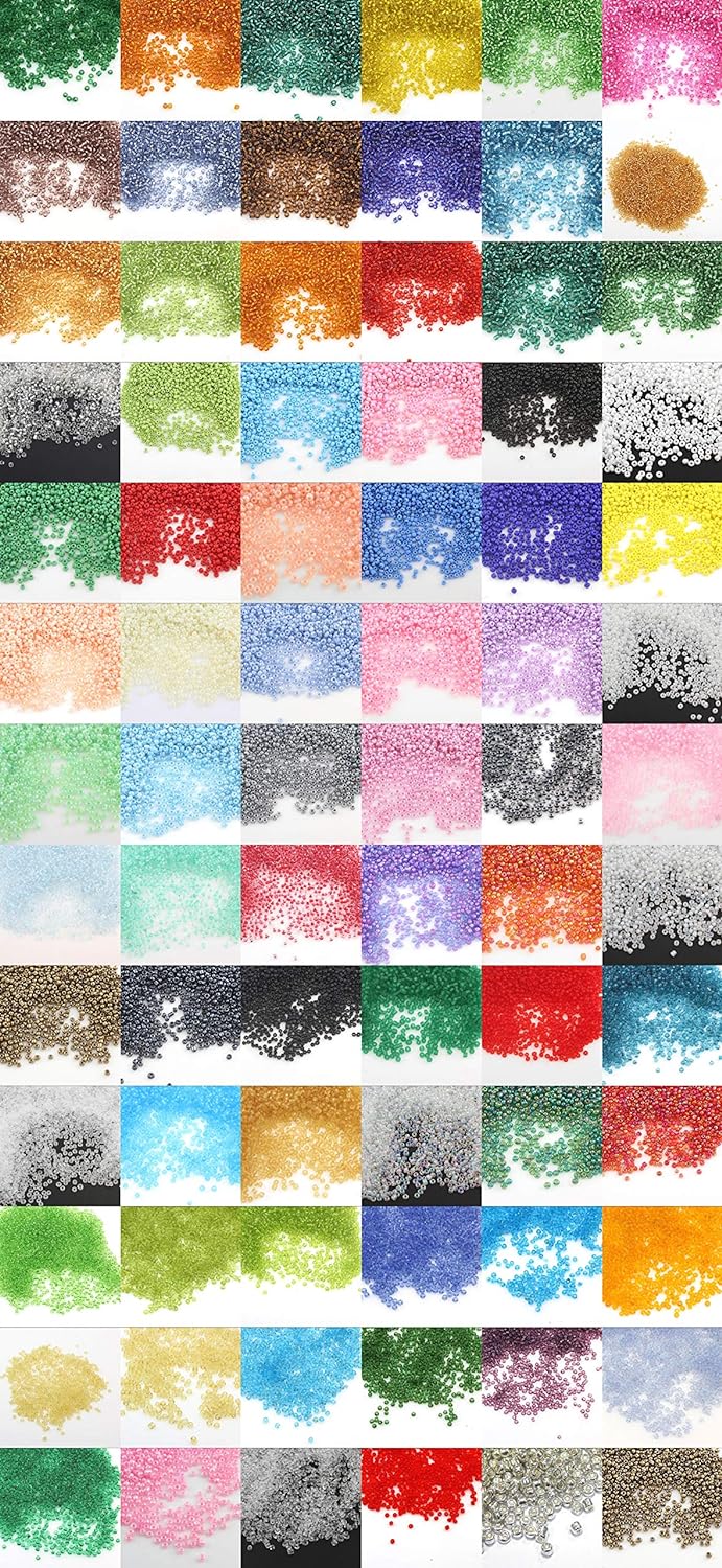 75 Farben Rocailles 2mm Perlen Set 75 Pack 75 Farben 1,5 Kilo Glasperlen Rund 11/0 100000stk POSTEN