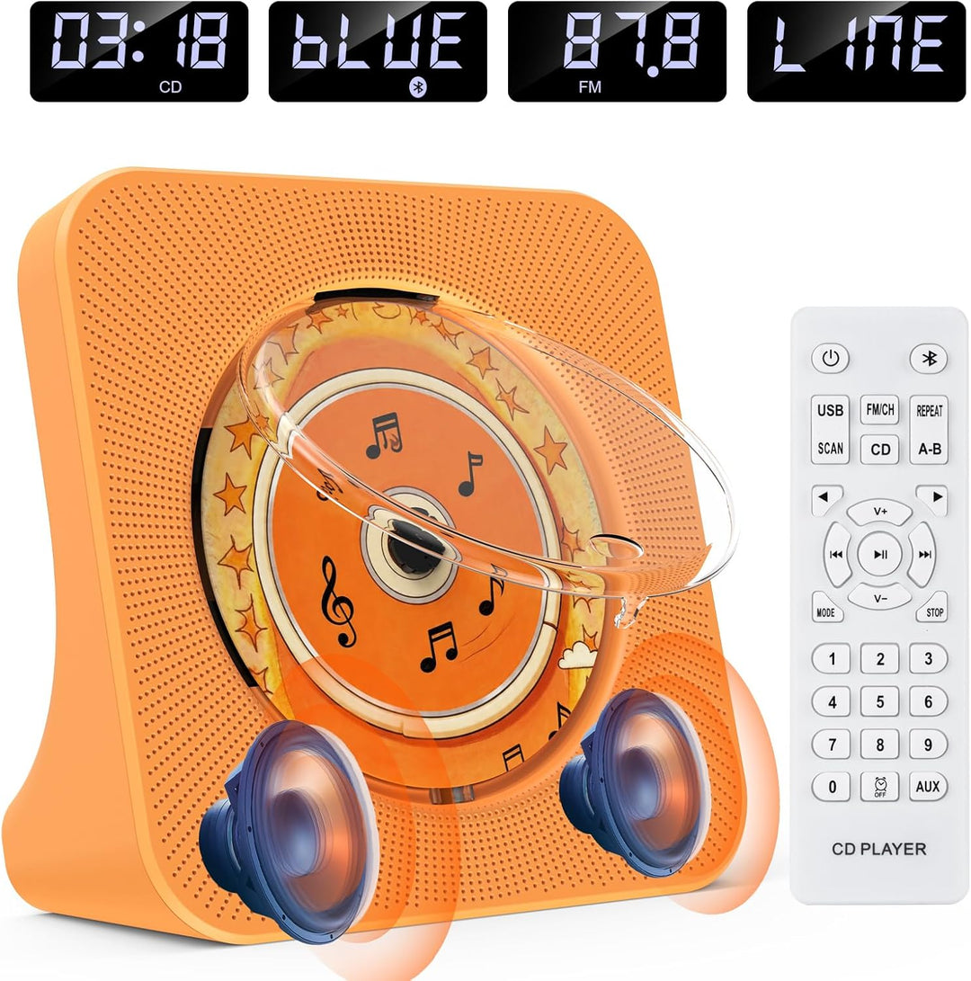 CD Player mit Lautsprecher CD-Player Bluetooth 5.0 mit Fernbedienung Staubschutzhülle Bildschirm FM-