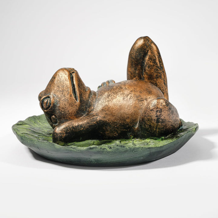 Esotec Solar Wasserspeier Komplettset, Frosch auf Seerosenblatt, Gartenteich Wasserspiel, Vogeltränk